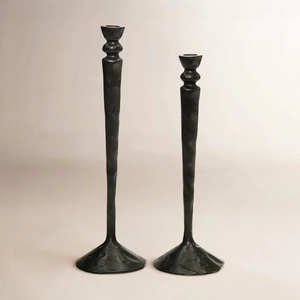 Ensemble de bougeoirs ultra-minces argentés de style nordique, faits à la main, avec base trompette, luxe, à tige haute, pour décoration de salon - Product Image 4