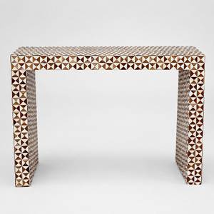 Hermoso Taburete con Incrustaciones de Hueso, Mueble Moderno Artístico Hecho a Mano, Patrones Geométricos de Mosaico, Elegante para Diwali, Residencial y Hospitalario - Product Image 4