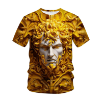 Camiseta de Cuello Redondo para Hombre, Corte Ajustado, Manga Corta, Multicolor, Diseño Personalizado, Impresión Digital, Tejido de Punto, 100% Algodón, Alta Calidad, Ecológica