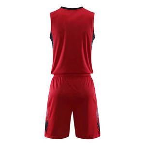 Ensemble d'uniformes de basketball sans manches à col en V, imprimé par transfert thermique, logo personnalisé sur le devant, séchage rapide, respirant, polyester/coton élastique - Product Image 2