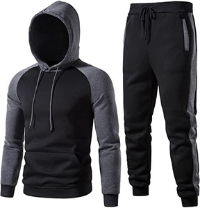 Conjunto de Sudadera con Capucha y Pantalones Deportivos de Forro Polar Transpirable y Resistente al Viento, Estilo Urbano, Dos Tonos, con Bolsillo Canguro, para Hombre, para Invierno y Gimnasio - Product Image 2
