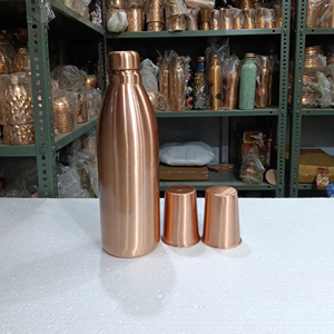 Vintage <b>Copper</b> Water Bottle with <b>Screw</b> Cap Large Capacity Leak Proof Drinkware for Home & Daily Use - Product Image 1