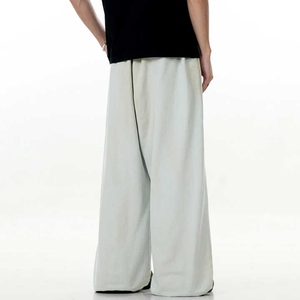 Pantalones Anchos para Hombre, Cintura Elástica con Cordón, Casuales, Transpirables, Ligeros, de Algodón para Verano, con Bolsillos Laterales - Product Image 2