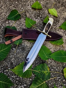 Cuchillo Bowie de Caza Fijo de Acero de Damasco Hecho a Mano para Exteriores, Punta Recta, Funda de Cuero, Servicio OEM, Pasha Enterprises - Product Image 5