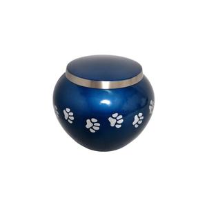 Urna Funeraria Plateada para Mascotas con Huellas Doradas, Diseños Personalizables, Urna Odyssey de Latón Hecha a Mano con Huella de Pata, Estilo OEM - Product Image 2