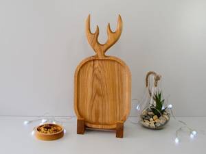 Plateau de service de luxe moderne en forme de cerf avec support, design minimaliste, en bois massif, motif animalier, assiettes et plats – Vente chaude - Product Image 4