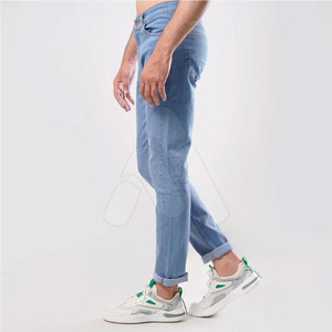 Pantalon en jean décontracté pour homme, coupe slim, droit, léger, 100% coton, confortable, taille adulte - Product Image 2