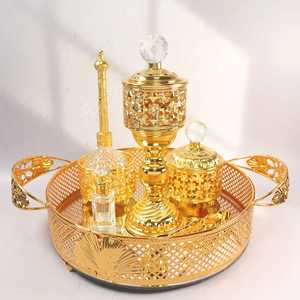 Brûleur à Bakhoor en bois moderne avec support métallique, brûleur à encens Oud arabe, porte-parfum décoratif pour la maison - Product Image 6