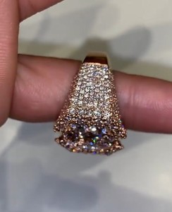 Bagues en argent plaqué avec moissanite simulée entièrement pavée, motif floral, pour femmes exquises, bagues de mariage en moissanite - Product Image 4