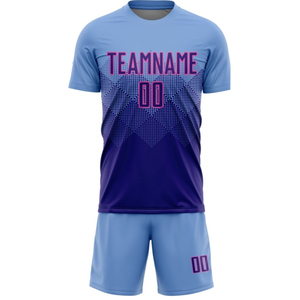 Conjunto de Uniforme de Fútbol Personalizado en Negro, Azul y Verde, Cuello Redondo, Manga Corta, Impresión Sublimada, Poliéster que Absorbe la Humedad, para Toda Temporada - Product Image 3