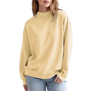 Sudadera de Algodón Francés Bordada para Mujer, Cuello Alto, Estilo Holgado, Transpirable, Informal, para Otoño e Invierno - Product Image 1