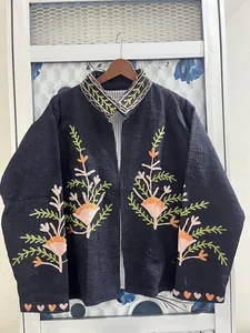 Suzani Floral Embroidered <b>Velvet</b> <b>Jacket</b> Handmade Bohemian Winter Coat Folk Ethnic Kimono Festival Statement Outerwear for <b>Women</b> - Product Image 2
