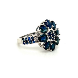 แหวนเงินแท้โบราณของผู้หญิงแหวน925แซฟไฟร์ดอกไม้สีฟ้าธรรมชาติเครื่องประดับงานแต่งงานสไตล์ดอกไม้สำหรับงานปาร์ตี้โอกาส - Product Image 2