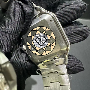 Reloj de Cuarzo Personalizado de Acero Inoxidable con Incrustaciones de Moissanita Cuadrada de Lujo, con Esfera de Números Romanos, Estilo Hip Hop - Product Image 3