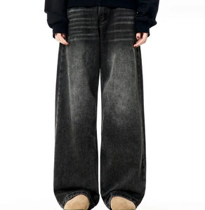 Jeans Baggy Homme Sur Mesure de Haute Qualité, Style Vintage Délavé à l'Acide, Coupe Droite Ample, Grande Taille, en Denim - Product Image 5