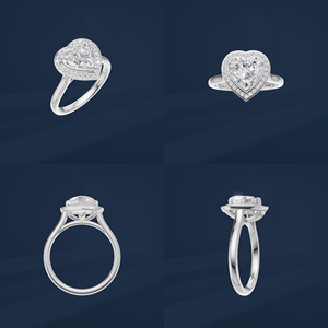 Anillo de Diamantes con Corte Corazón en Platino PT950, Anillo de Compromiso Romántico para Mujer con Halo de Diamantes Naturales, Joyería de Boda - Product Image 6