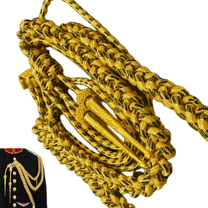 Aiguillette de la Marina Real al por mayor, cordón de hombro brillante en oro y negro, cordón de hombro de mylar dorado - Product Image 2