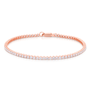 Bracelet tennis en or 14K avec zircon rond, plaqué rhodium, sertissage griffe, pavé minimaliste, bijoux fins pour soirée, design de chaîne élégant, unisexe - Product Image 4