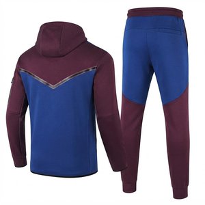Custom Men's Color Blocking Tracksuit <b>Set</b> <b>Knitted</b> Polyester Cotton Full Zip Mock Neck Jacket Pants Autumn Casual Wear Breathable - Product Image 2