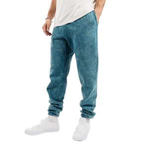Pantalones Jogger Rectos con Lavado Ácido Personalizado para Hombre, Cintura Media, Estilo Urbano, Cordón Elástico, Pantalones Casuales Lavados 100% Algodón - Product Image 1
