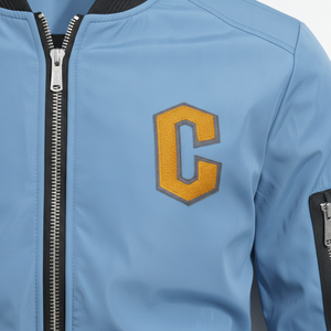 Chaqueta Bomber Azul Claro para Hombre con Bordado Amarillo en Forma de C, Cierre de Cremallera, Ropa Casual de Otoño - Product Image 6