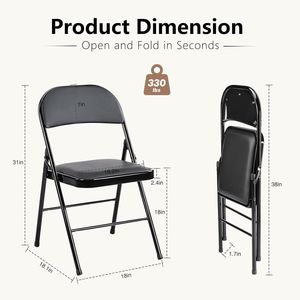 Set di 2 Sedie Pieghevoli con Telaio in Acciaio e Seduta Imbottita in Pelle, Portatili per Uso Interno/Esterno, Impilabili per Uso Commerciale - Product Image 5