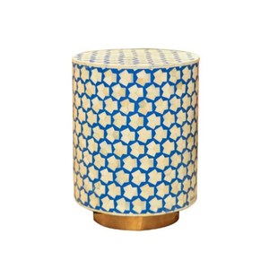 Handmade Bone Inlay Round <b>Side</b> <b>Table</b> <b>Drum</b> Coffee <b>Table</b> Modern Home Decor for Living Room Office - Product Image 2