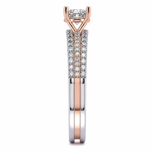 Anillo de Compromiso con Tres Hileras de Diamantes Cultivados en Laboratorio, Oro Rosa y Blanco de Dos Tonos, Minimalista, con Engaste Pavé, Joyería Personalizada para Aniversario de Bodas - Product Image 2