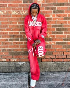 Conjunto de Sudadera con Capucha y Pantalones Deportivos de Felpa Gruesa con Logotipo Personalizado, Estilo Urbano, Transpirable, para Invierno - Product Image 5