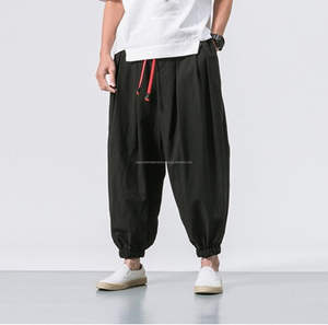 Unisex Solid Color Relaxed <b>Cotton</b> <b>Linen</b> Lantern Pants Loose Bohemian Beach Drop Crotch Trousers Hip Hop Drawstring Yoga Pants - Product Image 4