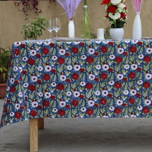 Floral Printed Cotton <b>Tablecloth</b> Blue Red White Outdoor Dining Decor Pastoral Style Washable <b>Rectangle</b> Cover Dining Table Decor - Product Image 4
