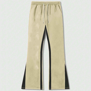 Pantalones de Hombre de Corte Acampanado, Cintura Elástica con Cordón Ajustable, Mezcla de Poliéster/Algodón, Estilo Casual Urbano - Product Image 1