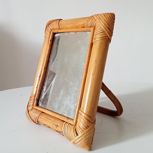 Handmade rattan cane <b>table</b> <b>mirror</b> cheapest cost statement <b>mirrors</b> for desktop <b>vanity</b> display - Product Image 3