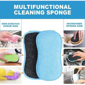 Paquete de 12 Esponjas de Microfibra Multiusos, Esponjas para Platos de Cocina que No Rayan, Esponjas Eficientes para Limpiar Platos, Almohadillas de Fregado - Product Image 2
