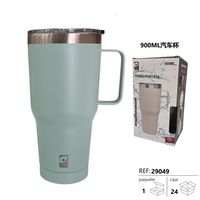 Vaso Térmico Portátil de Acero Inoxidable de 900 ml para Auto, Aislamiento Térmico de Más de 24 Horas, Diseño Minimalista, Uso en Exteriores, Listo para Viajar