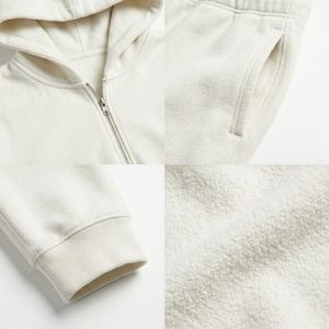 Hoodie à capuche blanc pour homme, fabriqué directement en usine, unisexe, couleur unie, 100% coton molletonné, pull-over pour homme - Product Image 3