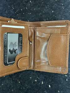 กระเป๋าสตางค์ผู้ชายหนังแท้ลายผ้าใบวินเทจแบบสั้นเปิดได้ มีกระดุม  ใช้งานได้หลากหลาย แข็งแรง พกพาสะดวก ราคาขายส่ง - Product Image 4