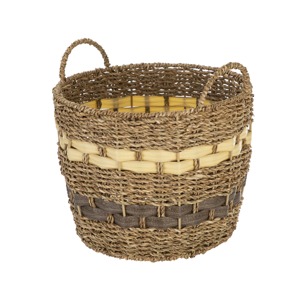 Brown and Yellow Handwoven Seagrass <b>Basket</b> Handmade <b>Storage</b> <b>Basket</b> Wholesale eco-friendly Made in Viet - Product Image 1