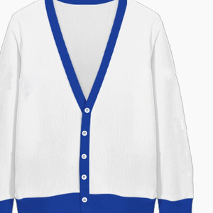 Cardigan blanc tricoté ZPB, pull d'uniforme scolaire ou universitaire, brodé, hiver, couleurs et tailles personnalisées, laine acrylique, vente en gros - Product Image 6