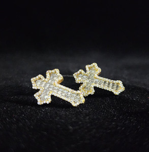Luxury Cross Shape Lab Grown Diamond Earrings 925 Sterling <b>Silver</b> Hip Hop Jewelry - Product Image 1