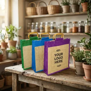 Indian Manufactured <b>Large</b> Jute Shopping Tote Bag with Reinforced Handles for Everyday Shopping Available for Sale - Product Image 5