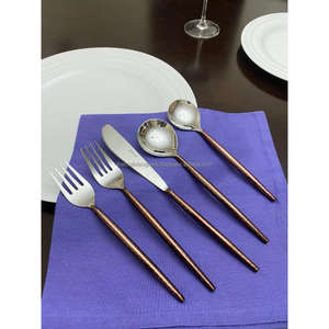 Latest Style Silver Cutlery <b>Set</b> Gold Handles Dishwasher Safe Luxury Cutlery And Silverware <b>Sets</b> Wedding Event Party Supplies - Product Image 5
