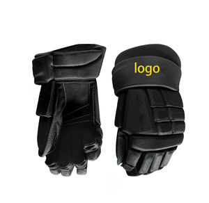 White Ice Hockey Gloves With Black Palm <b>Hook</b> And Loop Closure Durable Nylon Material Universal Fit - Product Image 3