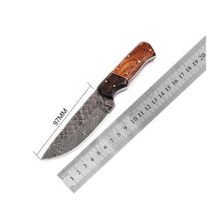 Cuchillo de Caza y Supervivencia de Acero de Damasco OEM ODM, Superventas, para Uso Diario, Hoja Fija, Funda de Cuero y Madera - Product Image 6