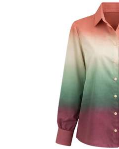 Chemisier décontracté à manches longues boutonné pour femme, dégradé corail, vert sauge et bordeaux, idéal pour le bureau – Fabricant de vêtements personnalisés OEM - Product Image 3