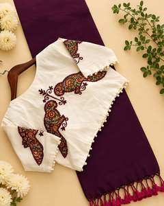 Traditional Indian Pakistani Cotton Ethnic <b>Blouse</b> For Girls With <b>Red</b> Butterfly Embroidery Regular Fit All Seasons - Product Image 5