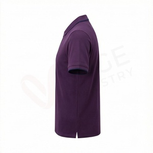 Chemise décontractée pour homme en piqué 100 % polyester bleu marine à manches courtes, respirante, infroissable, coupe classique, design tricoté uni - Product Image 3