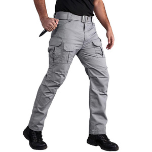 DAIZEN STAR INTERNATIONAL Men's Gray Cargo Pants Multiple Pockets High Waist Quick Dry Ripstop Polyester Summer Workwear Style - Product Image 4