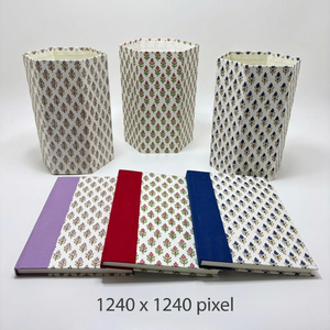 Cahiers artisanaux imprimés à la main avec des motifs artistiques, parfaits pour écrire, faire des journal intimes, offrir en cadeau, comme papeterie et pour les voyages. - Product Image 1