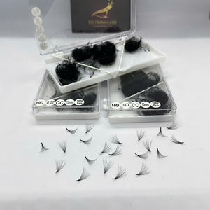 Extensiones de Pestañas PBT Negro Mate 10D 0.07mm CC Curl 13mm, Fans de Pestañas Premade en Caja Suelta con Logo Personalizado - Product Image 5